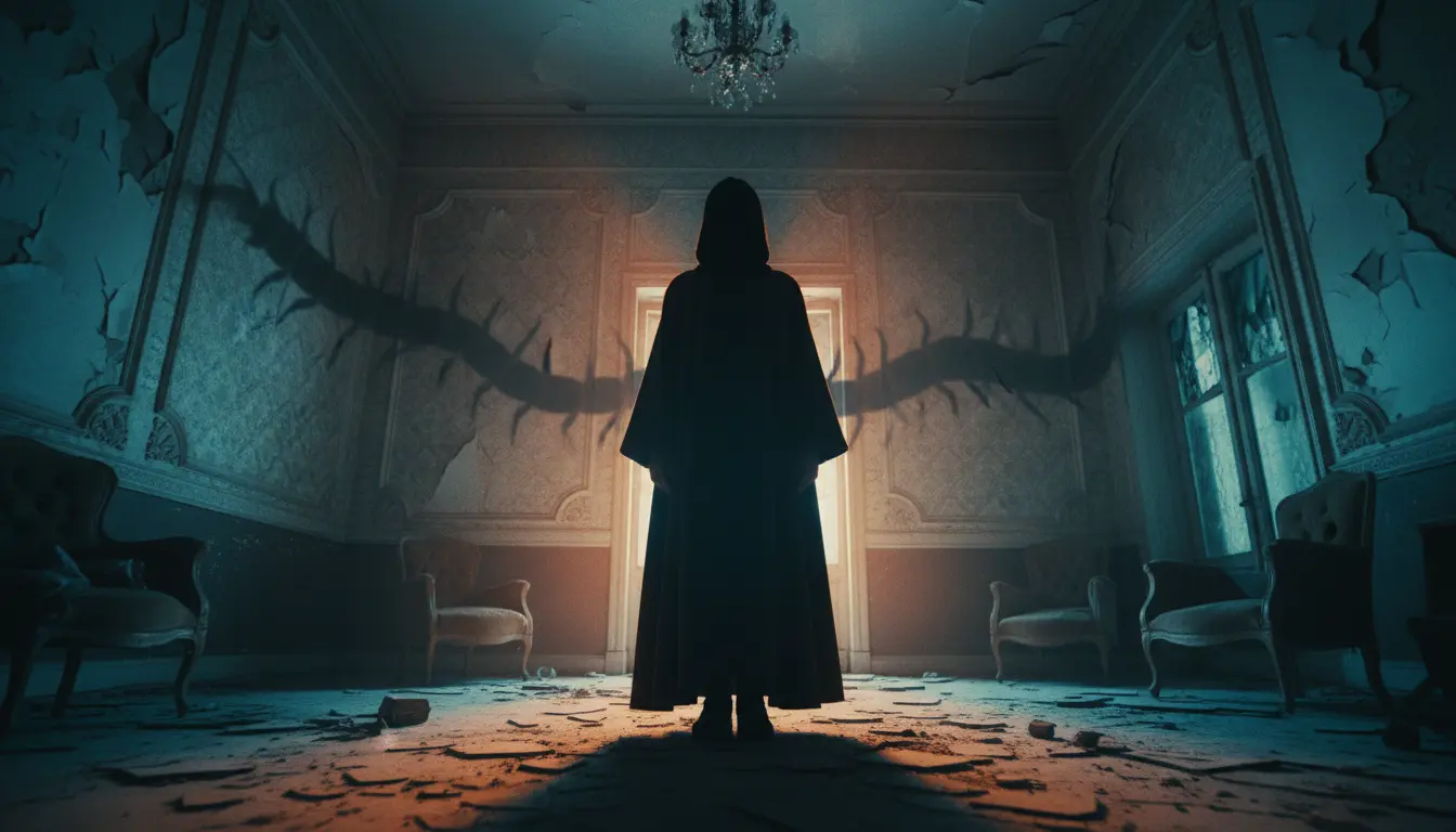 مشهد درامي رمزي من مسلسل أم أربعة وأربعين يعبر عن الصراعات العائلية والمؤامرات الخفية داخل إطار دراما اجتماعية عربية مشوقة