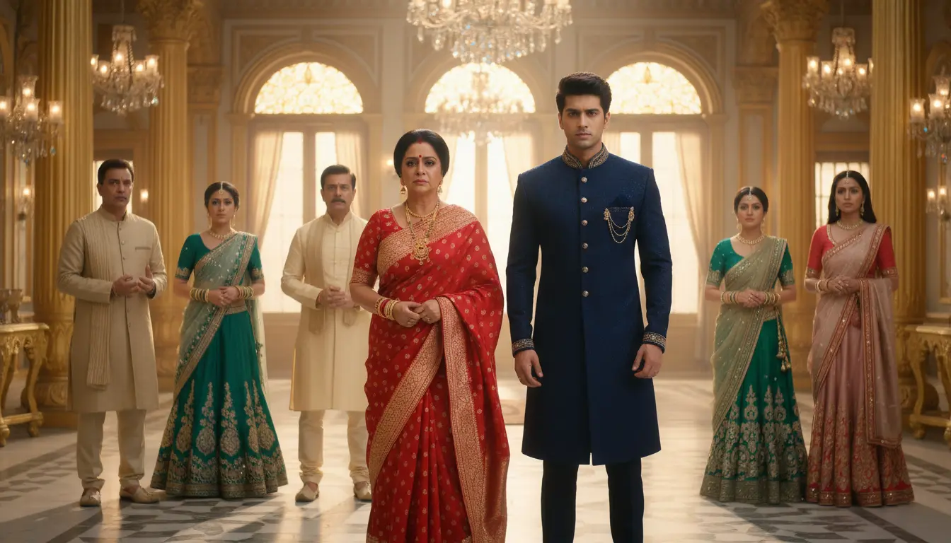 مشهد من مسلسل هندي مدبلج يعكس الأجواء العائلية والدرامية التي تعرضها قناة زي ألوان