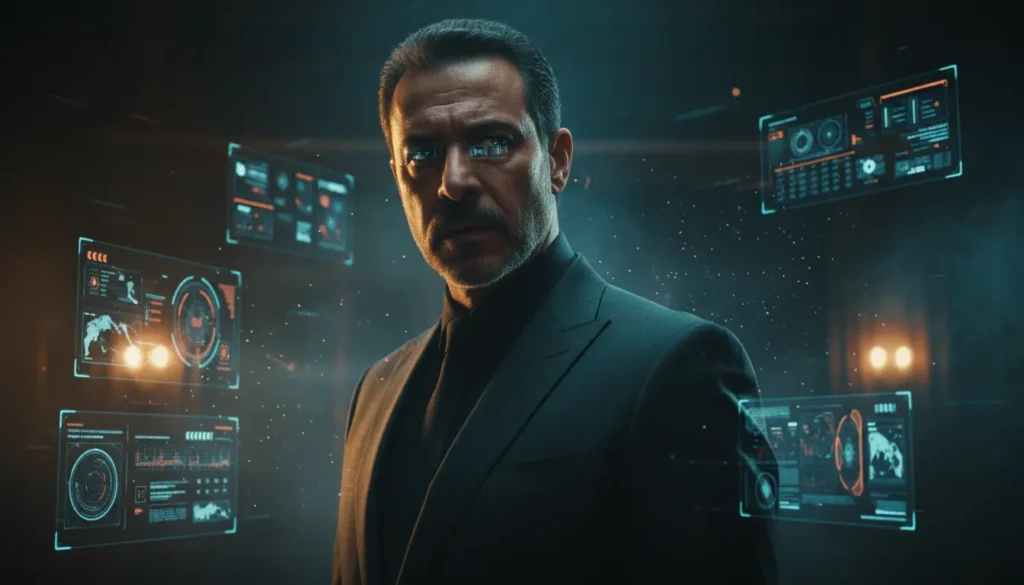 مشهد ترويجي لأفضل 7 مسلسلات رمضان 2026 على أجهزة متعددة مع الرموز البصرية لكل نوع: رومانسية، أكشن، كوميديا، وغموض.