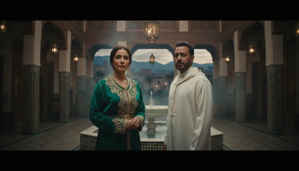 مشهد ترويجي لأفضل مسلسلات رمضان 2026 المغربية على أجهزة متعددة مع رموز بصرية للدراما التراثية، الكوميديا، الرومانسية، والثقافة الرقمية.