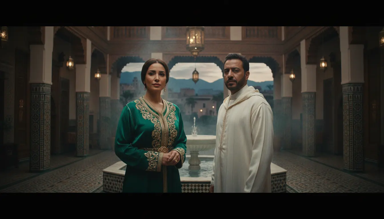 مشهد ترويجي لأفضل مسلسلات رمضان 2026 المغربية على أجهزة متعددة مع رموز بصرية للدراما التراثية، الكوميديا، الرومانسية، والثقافة الرقمية.