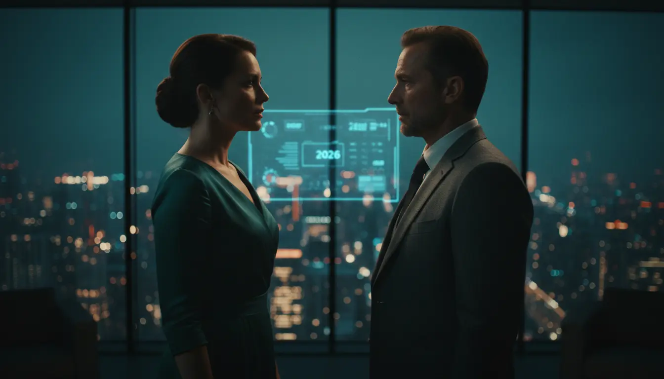 ملصق درامي حديث لمسلسل اتنين غيرنا 9 يظهر بطلي العمل في مواجهة مشحونة بالتوتر داخل أجواء حضرية ليلية