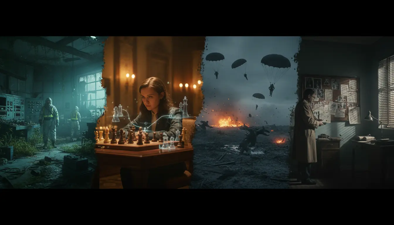 تصميم بصري لمسلسلات أجنبية قصيرة تجمع بين الدراما التاريخية والبوليسية والحرب والسيرة الذاتية