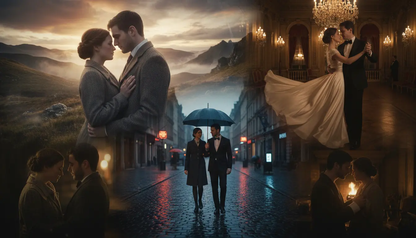 مشهد رومانسي يجمع لقطات من مسلسلات أجنبية عاطفية بين الحب التاريخي والحديث