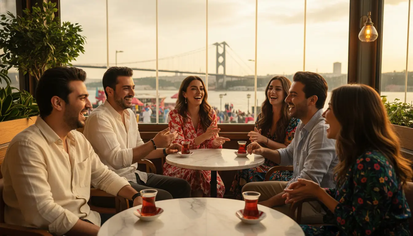 مشهد مرِح مستوحى من مسلسلات تركية كوميدية في 2026 بأجواء خفيفة وممتعة