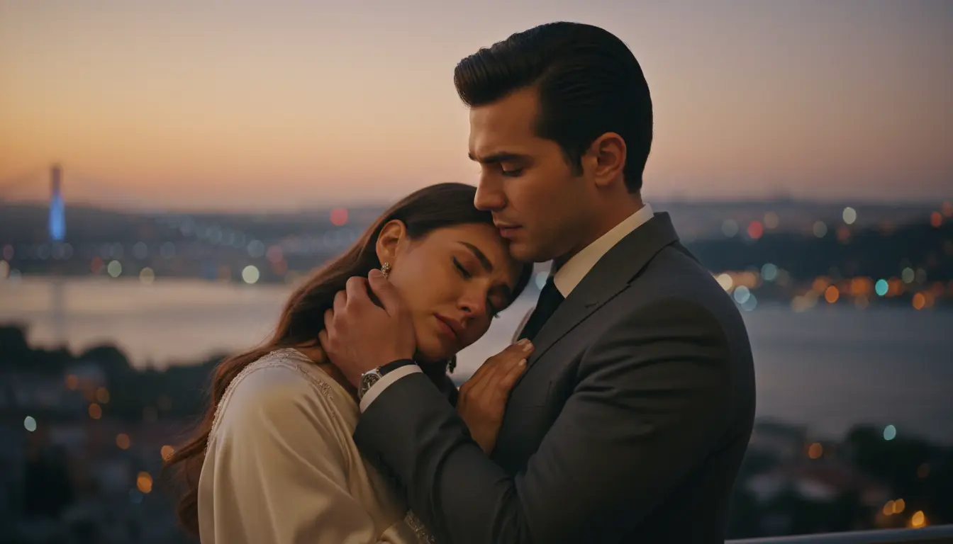 مشهد رومانسي مستوحى من مسلسلات تركية رومانسية في 2026 بأجواء عاطفية دافئة
