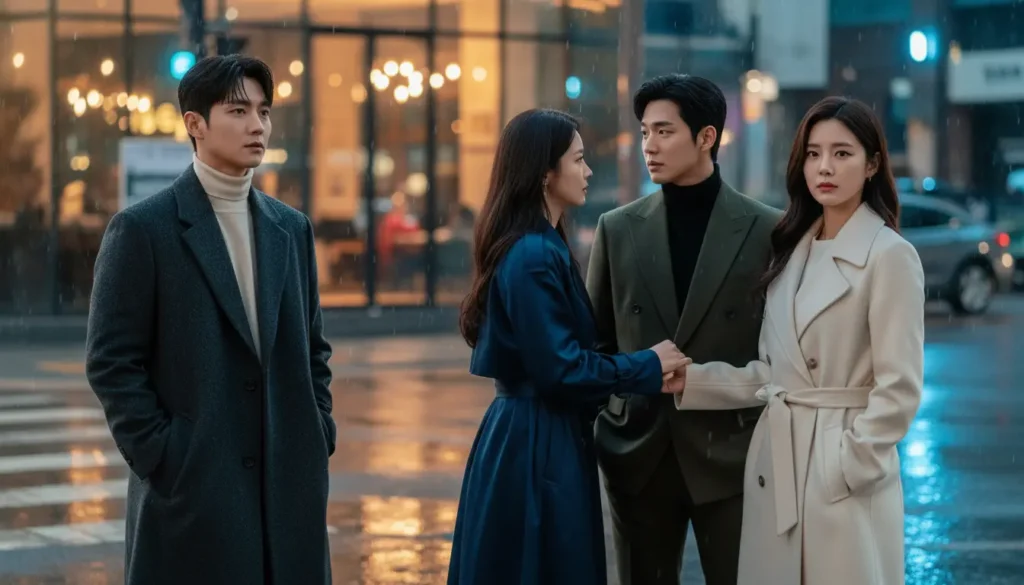 مشهد درامي أنيق مستوحى من أفضل 10 مسلسلات كورية في 2026 بأجواء متنوعة ومؤثرة