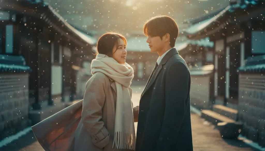 صورة كولاج لأشهر المسلسلات الكورية القديمة مثل Coffee Prince وWinter Sonata وFull House بتصميم درامي كلاسيكي